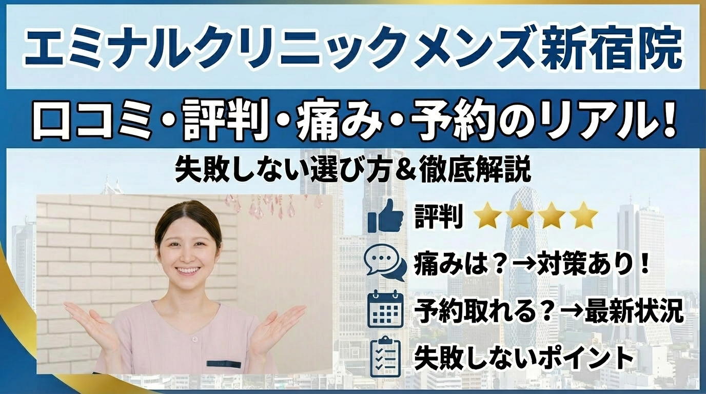 エミナルクリニックメンズ新宿院の口コミは悪い？料金・痛み・効果のリアルを徹底調査